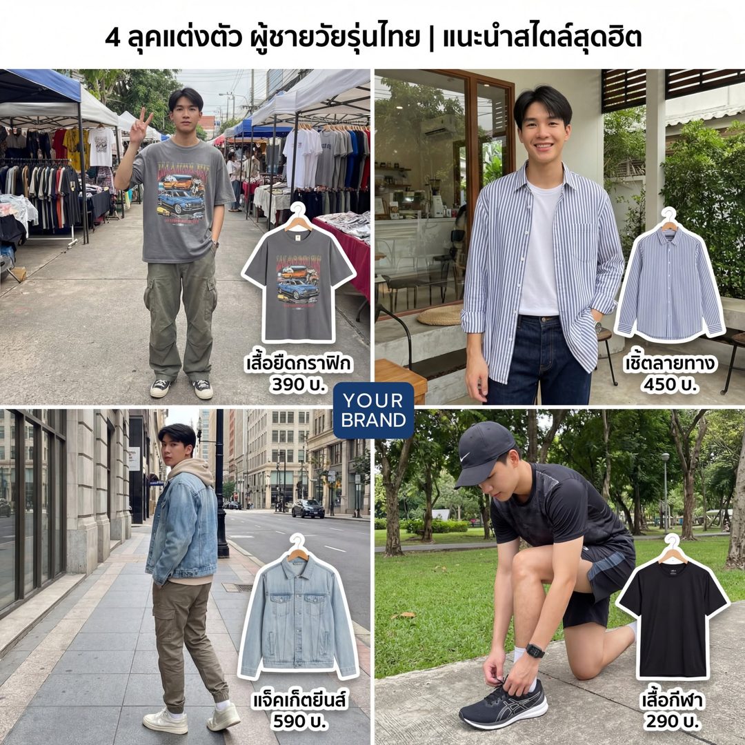 4 ลุคผู้ชายวัยรุ่น + ราคา